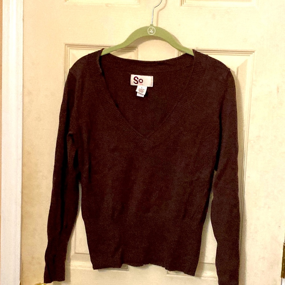 Brown V-neck sweater